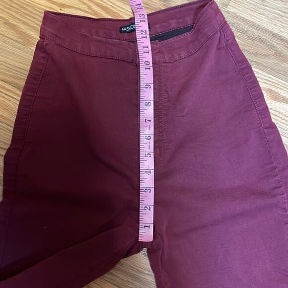 High Rise Pants, Skinny Jeans, burgundy, Fashion Nova 9 - Picture 4 of 7